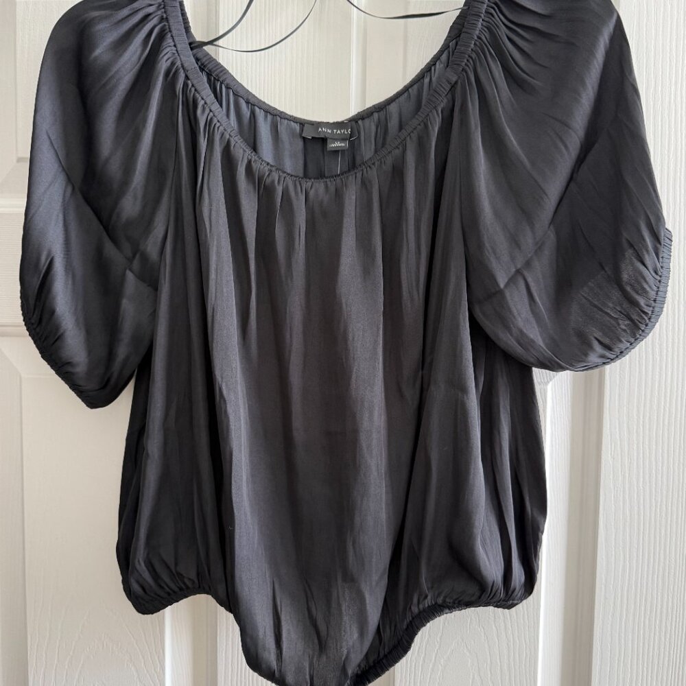 Ann Taylor Black Off-Shoulder Blouse